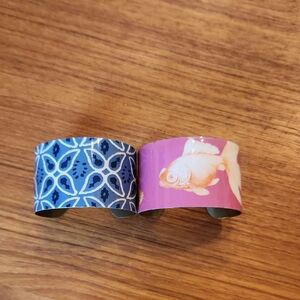 Blue and Pink Patterned Cuff Bracelets